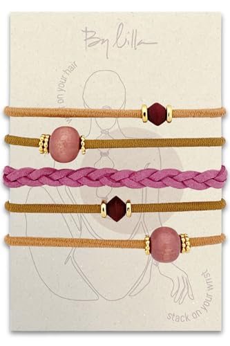 Hair Ties No Damage - Galentines Gifts and Updo Hair Accessories - Decorative Ponytail Elastics - Vanity Stretch Bracelet Jewelry for Women - Fashion Stacks in Beads (ARABIAN NIGHTS) Set of 5