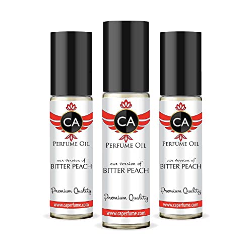CA Perfume Impression of T. Ford Bitter Peach For Women & Men Replica Fragrance Body Oil Dupes Alcohol-Free Essential Aromatherapy Sample Travel Size Concentrated Long Lasting Roll-On 0.3 Fl Oz-X3