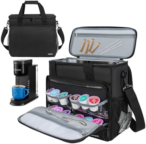 Travel Coffee Maker Carrying Bag Compatible with Keurig K-Slim/K-Express/K-Iced/Ninja PB051/PB041ST,Single Serve Coffee Maker Portable Storage Bag with Shoulder Strap(Patented Design)