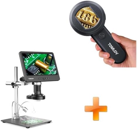 TOMLOV P10 Microscope for Adults Kids, Handheld Coin Magnifier with Light for Error Coins, Collector Portable 100X Jewelers Loupe+DM602 Pro