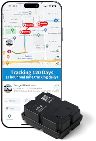 Magnetic GPS Tracker for Vehicles, Trailer, Truck—Best Car Tracker Hidden with Long Battery Life(up to 7-Month), 5-Day Free Trial on App, Real Time Location, IP67 Waterproof, Low Subscription