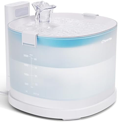 Cheerble Pumpless Cat Water Fountain, 2L/67oz E1 Automatic Cat Water Dispenser MagDrive™ Technology Dual Mode Dispensing, No Cleaning Hassle, No Electrical Leakage, BPA-Free Cat Drinking Fountain