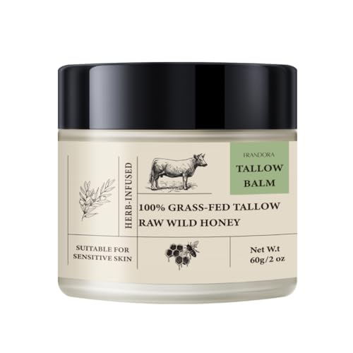 Beef Tallow for Skin, Beef Tallow and Honey Balm, All-Natural Moisturizer Hydrates and Nourishes the Skin, Whipped Tallow Honey Balm blend of Grass-Fed Beef Tallow & Raw Wild Honey