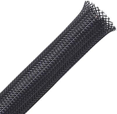 25ft - 3/4 inch PET Expandable Braided Sleeving – Black – Alex Tech Braided Cable Sleeve
