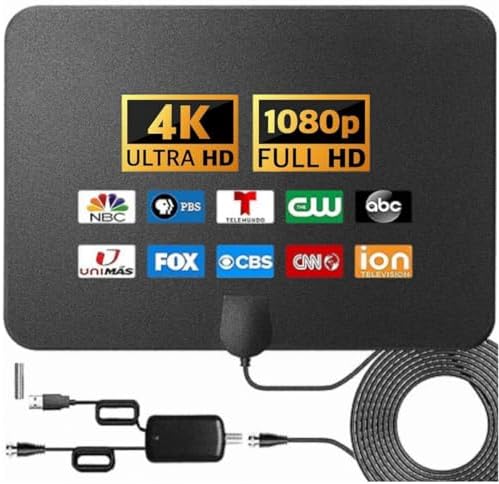 TV Antenna Indoor,Antenna for Smart TV Support 8K 4K 1080P, 950 Miles Long Ranges TV Antenna for Local Channels,Digital TV Antenna with Signal Amplifier/Booster,16.5ft HDTV Coaxial Cable