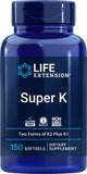 Life Extension Super K, 150 Softgels, with Vitamin K1 and K2 - MK4 & MK7