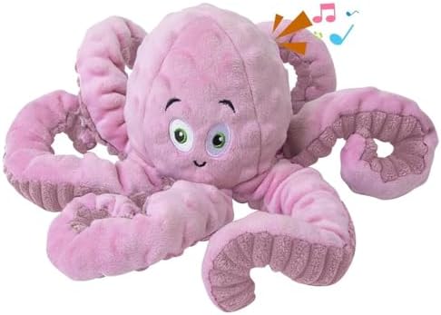 Dog Squeaky Toys Octopus - Tough Plush Large Medium & Small Dog - Stuffed Animals Puppy Toys - Funny Cute Dog Birthday Presents (Octopus Pink)