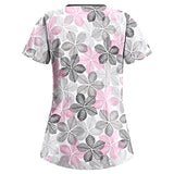 Print Scrubs Printed Plus Size Workwear Nurse Uniform Tee V-Neck Scrub Tops Working Uniform Tops with Pockets