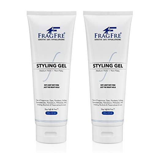 Hair Styling Gel 8 oz (2-Pack Gift Set) Medium Hold - Fragrance Free Hypoallergenic - Irritation Free Styling Gel for Sensitive Skin - for Men Women Children - Gluten Free Vegan Cruelty Free