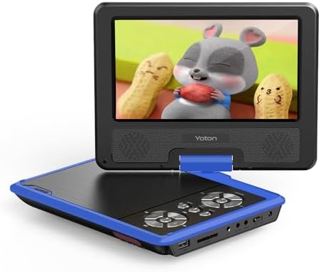 YOTON 9.5" Portable DVD Player for Kids and Car, 7.5" Swivel HD Screen with 4-6 Hours Built-in Battery, Support Sync Screen to TV, Support USB/SD Card/Multiple Disc Formats- Blue