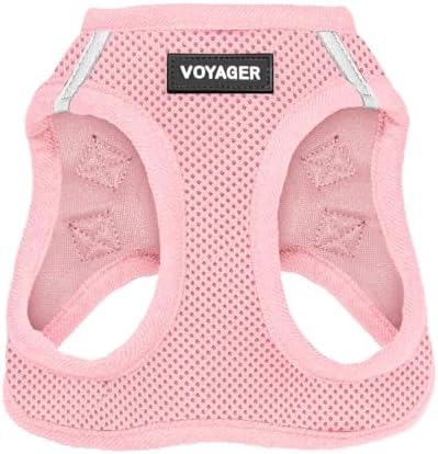 Voyager Step-in Air Dog Harness - All Weather Mesh, Reflective, No Pull Harness for Small, Medium Dogs, Cats - Secure with Hook & Loop Fastener, Buckle, Double D-Rings - Pink, XL