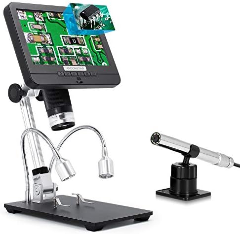Andonstar AD206S LCD Digital Microscope with Endoscope for Soldering 7 inch Screen Electronics Microscope 200X Magnification Zoom for Phone Repair Circuit Board