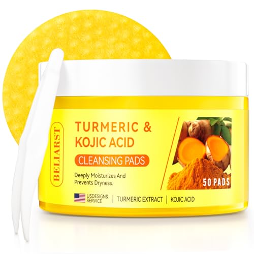 Kojic Turmeric Cleansing Pads, Deep Cleansing & Hydrating Facial Pads, 50 Pads, Gentle for All Skin Types