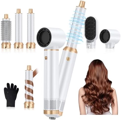 5 in 1 Upgrade Hair Dryer Brush Blow Dryer Brush, Air Curler Air Curling Wrap Styler, Detachable Hot Air Brush Negative Ion Curling Brush Iron, Hair Styling Tools for Drying Curling Straightening
