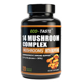 14 Mushrooms Supplement 120 Capsules - Immune System Booster & Nootropic Brain Supplement – with Lion’s Mane, Reishi, Maitake, Turkey Tail, Chaga Complex – Black Pepper for Absorption, 30% Beta-Glucan
