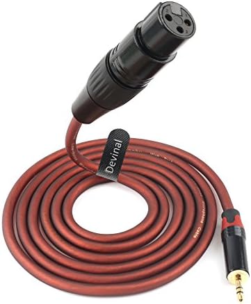 Devinal Balanced Female XLR to 1/8" inch Microphone Cable, 3.5mm to 3 Pin XLR Female Interconnect Adapter, XLR Female to Mini Jack Stereo Audio Connector, for Computer, Speakers 6 Feet