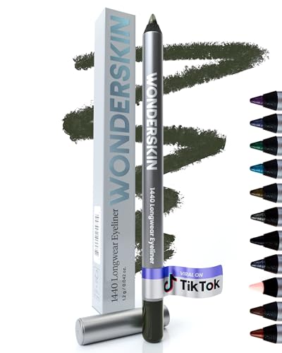 Wonderskin 1440 Longwear Green Waterproof Eyeliner Pencil - Sharpenable Eyeliner Pencil and Smudge Proof Green Eye Liner Pencils (Olive)