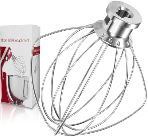 K45WW 6 Wire Whip Attachment for KitchenAid 4.5 5 Quart Tilt-Head Stand Mixer, Dishwasher Safe, Stainless Steel Whisk for Kitchen Aid Mixer Accessory Replacement Parts