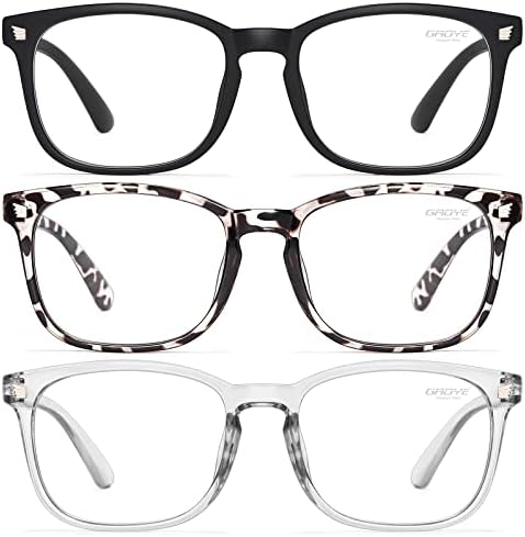 Gaoye Stylish Blue Light Glasses for Woman - Computer Glasses 99% Blue Light Blocking - Lightweight TR90 Frames - 3 pack