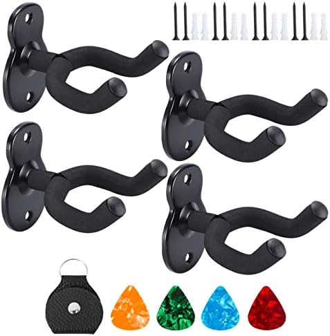 Donux Guitar Wall Mount,Ukulele Hanger Hook Holder Stand Guitar Hangers Hooks for Acoustic Electric Bass Guitars and Ukulele (4 Set)