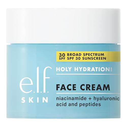 e.l.f. SKIN Holy Hydration! Face Cream - Broad Spectrum SPF 30 Sunscreen, Moisturizes & Softens Skin, Quick-Absorbing & Ultra-Hydrating, 1.8 Oz (50g)