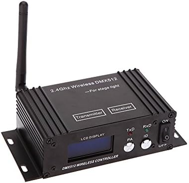 Lixada DMX 512 Controller 2.4G Wireless Transmitter Receiver LCD Display Power Adjustable Repeater Lighting Dimmer Controller for Disco DJ Party Light