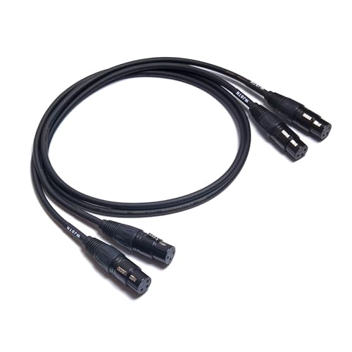 Suanqi XLR Cable XLR to XLR Microphone Cables, 3-Pin XLR Female to Female Patch Cables DMX Cable Patch Cords with for Powered Professional Audio Performance and Recording Devices 2Pack (3FT), black.