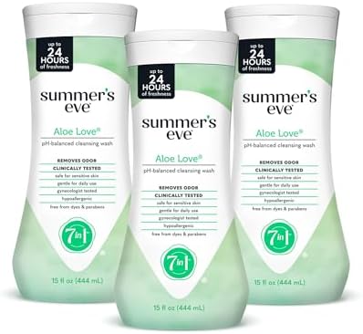 Summer's Eve Aloe Love Gentle Daily All Over Feminine Body Wash, Removes Odor, Feminine Wash pH Balanced, 15 fl oz, 3 Pack
