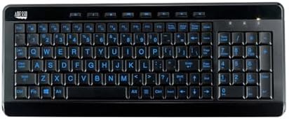 Adesso AKB-120EB 3-Color Illuminated Compact Multimedia Keyboard with Large Print Keys and Hotkeys