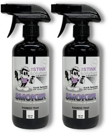 Smoke Odor Eliminator Spray - Completely Remove Smoke Smell From House, Car, Clothes, Hands, Hair, & More - Best Odor Eliminator For Smoke - Bamboo Teak Fragrance - 2 16 oz Bottles