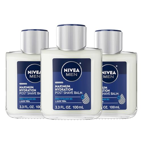 NIVEA MEN Maximum Hydration Post Shave Balm with Aloe Vera and Provitamin B5, Non-Greasy After Shave Balm for Men Replenishes Moisture, 3 Pack of 3.3 Fl Oz Bottles