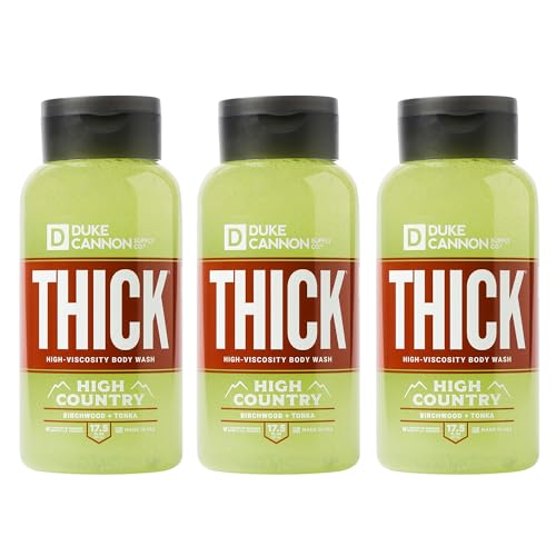 Duke Cannon Supply Co. Thick High-Viscosity Body Wash for Men High Country - Premium Ingredients, Plant-Based Thickeners, Superior Lather, Natural Exfoliate, 17.5 Fl Oz (3 Pack)