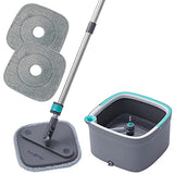 True & Tidy True Clean Mop and Bucket System, Includes Square Spin Mop, Dual Compartment Mop Bucket and 2 Thick Machine Washable Mop Pads (Spin Mop)