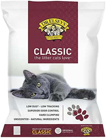 Dr. Elsey's Cat Litter - Unscented Cat Litter w/ Natural Ingredients - Low Dust Superior Odor Control Cat Litter - Hard Clumping Moisture Absorbing Clay Multi Cat Litter (For Adult Cats - 18lbs)