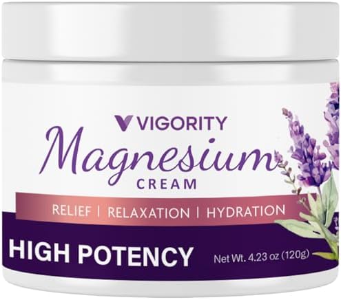 Vigority Magnesium Cream for Sleep: Magnesium Lotion for Leg Cramps - Soothing Magnesium with Lavender, Vitamin E and Shea Butter - Safe for Kids & Pregnant Individuals - 4.23 oz