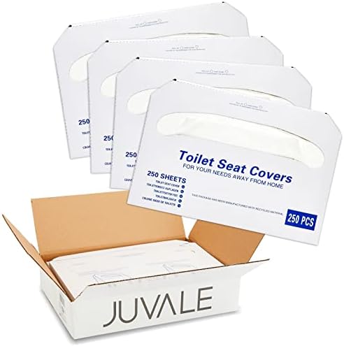 Juvale 4 Pack of 250 Pieces Disposable Toilet Seat Covers, Flushable Paper Cover for Bathroom, Travel Accessories, Kids, Adults, 14 x 16 In (1000 Pack)