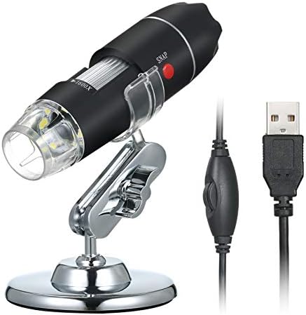 Andoer USB Digital Microscope 1600X Magnification Camera 8 LEDs with Stand Portable Handheld Inspection Magnifier