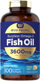 Carlyle Burpless Fish Oil 3600 mg | 300 Softgels | with Omega-3 Fatty Acids | Lemon Flavor | Non-GMO, Gluten Free Supplement | Wild Pacific