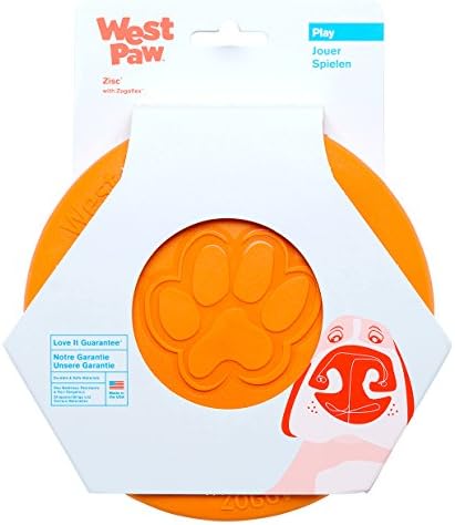 West Paw Zogoflex Zisc Dog Flying Disc, High Flying Aerodynamic Disc for Dogs Puppy – Lightweight, Floatable Disc for Fetch, Tug of War, Catch, Play – Doubles as Food/Water Bowl, Small 6.5", Tangerine