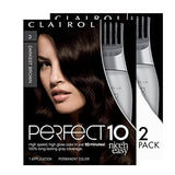 Clairol Nice'n Easy Perfect 10 Permanent Hair Dye, 3 Darkest Brown Hair Color, Pack of 2