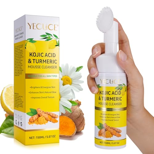 Turmeric Cleansing Mousse,Kojic Acid Facial Cleanser for Fce Wash and Firming Skin,Remove Excess Keratin-Deep Clean Pores 150ML