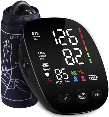 Blood Pressure Monitor Automatic Upper Arm Blood Pressure Cuff, 9"-21" Adjustable Extra Large Bp Cuff with Clear LED Display, Dual User 240 Set Memory Digital Bp Machine for Home Use with Carrying Bag