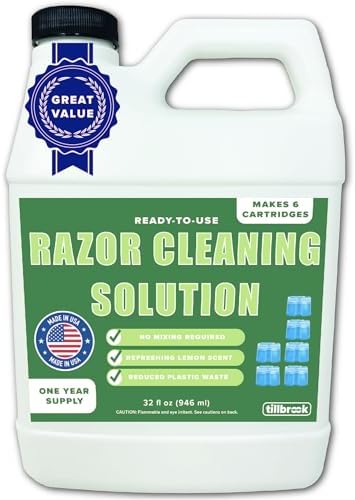 Electric Razor Cleaner - 1 YEAR SUPPLY - 32 oz Shaver Cleaning Solution - Easy Refill for Braun Clean and Renew Cartridges - Ready to Use Formula for Electric Shavers