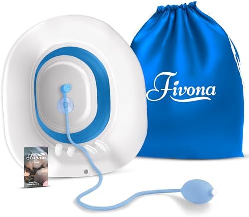 Fivona Sitz Bath for Toilet Seat with Massage Hand Flusher and Storage Bag; Postpartum Care and Hemorrhoid Treatment; BPA Free V Steam Kit; Perfect for Perineal Soak and Portable Bidet