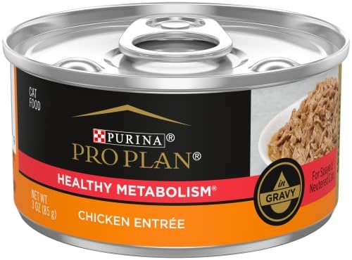 Purina Pro Plan High Protein Gravy Wet Cat Food, SPECIALIZED Healthy Metabolism Formula Chicken Entree - (Pack of 24) 3 oz. Pull-Top Cans