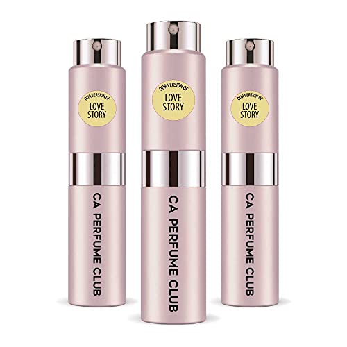 CA Perfume Impression of Love Story For Women Replica Version Fragrance Dupes Concentrated Long Lasting Eau de Parfum Spray Refillable Atomizer Bottle 0.27 Fl Oz-X3