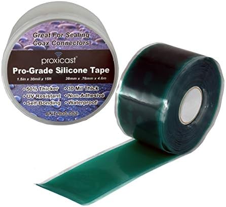 Proxicast Pro-Grade Extra Strong 30mil Weatherproof Self-Fusing Silicone Rubber Sealing Tape For Outdoor Antenna Coax & Electrical Cables, Hose/Pipe Leaks & Emergency Repairs (1.5" x 15' roll) - Green
