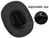 Western Cowboy Hat for Men Women Classic Roll Up Fedora Hat with Buckle Belt(Size:Medium)