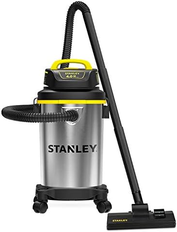 STANLEY Wet Dry Vacuum 4 Gallon, 4 Peak HP Shop Vacuum Portable Stainless Steel Multifunction for Job Site, Garage, Basement, Workshop