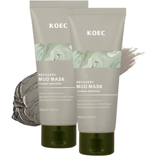2 Packs Recovery Mud Mask, Mud Masks for Face, Gentle Recovery Mud Clay Face & Body Mask, Hydrating & Moisturizing Cleanser Mud Mask (5.08 fl oz)